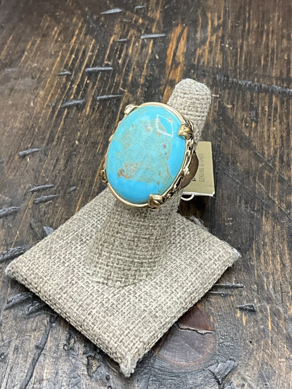 Barse Jubilee Ring- Large Oval- Turquoise- Bronze- 6- NWT